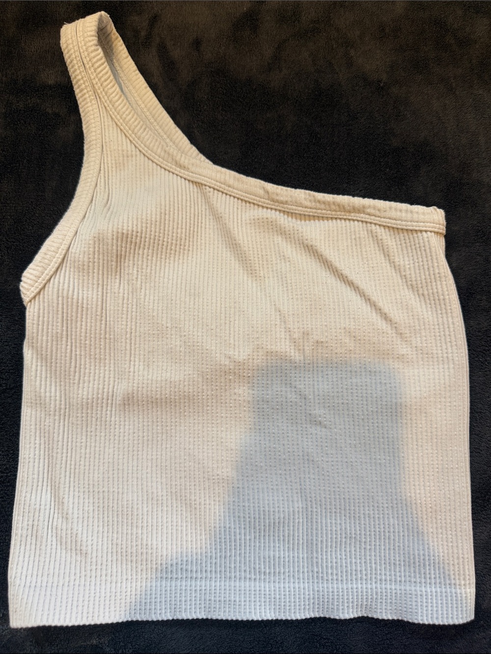 One-Shoulder Ribbed Tank Dress - Cream